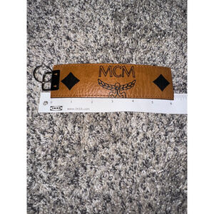 Women's MCM cut belt Brown Black Leather Keychain handmade from authentic belt